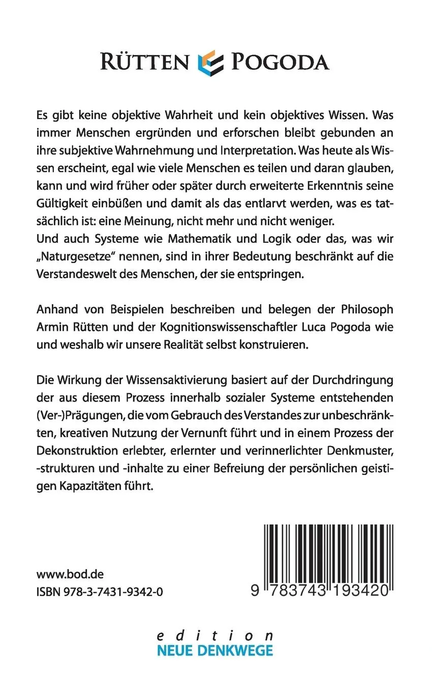 Rückseite: 9783743193420 | Wissensaktivierung - Neue Denkwege | Armin Rütten (u. a.) | Buch