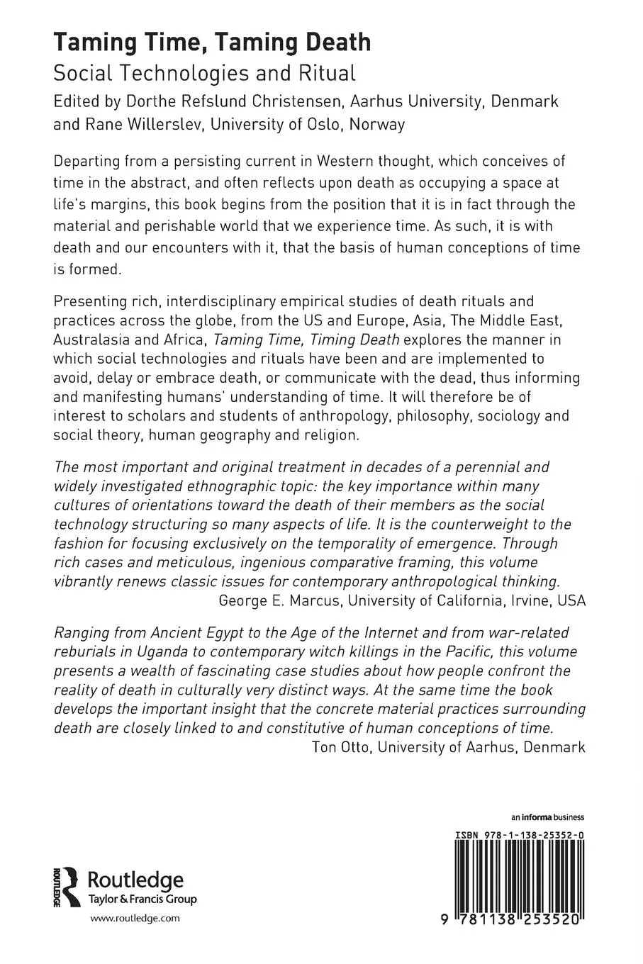 Rückseite: 9781138253520 | Taming Time, Timing Death | Social Technologies and Ritual | Buch