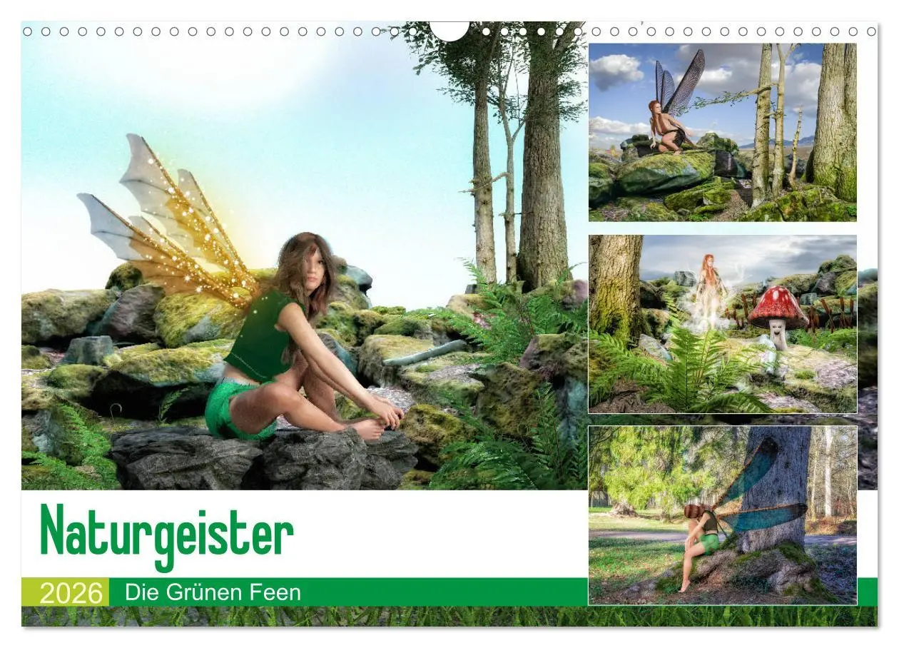 Cover: 9783457693520 | Naturgeister Die Grünen Feen (Wandkalender 2026 DIN A3 quer),...