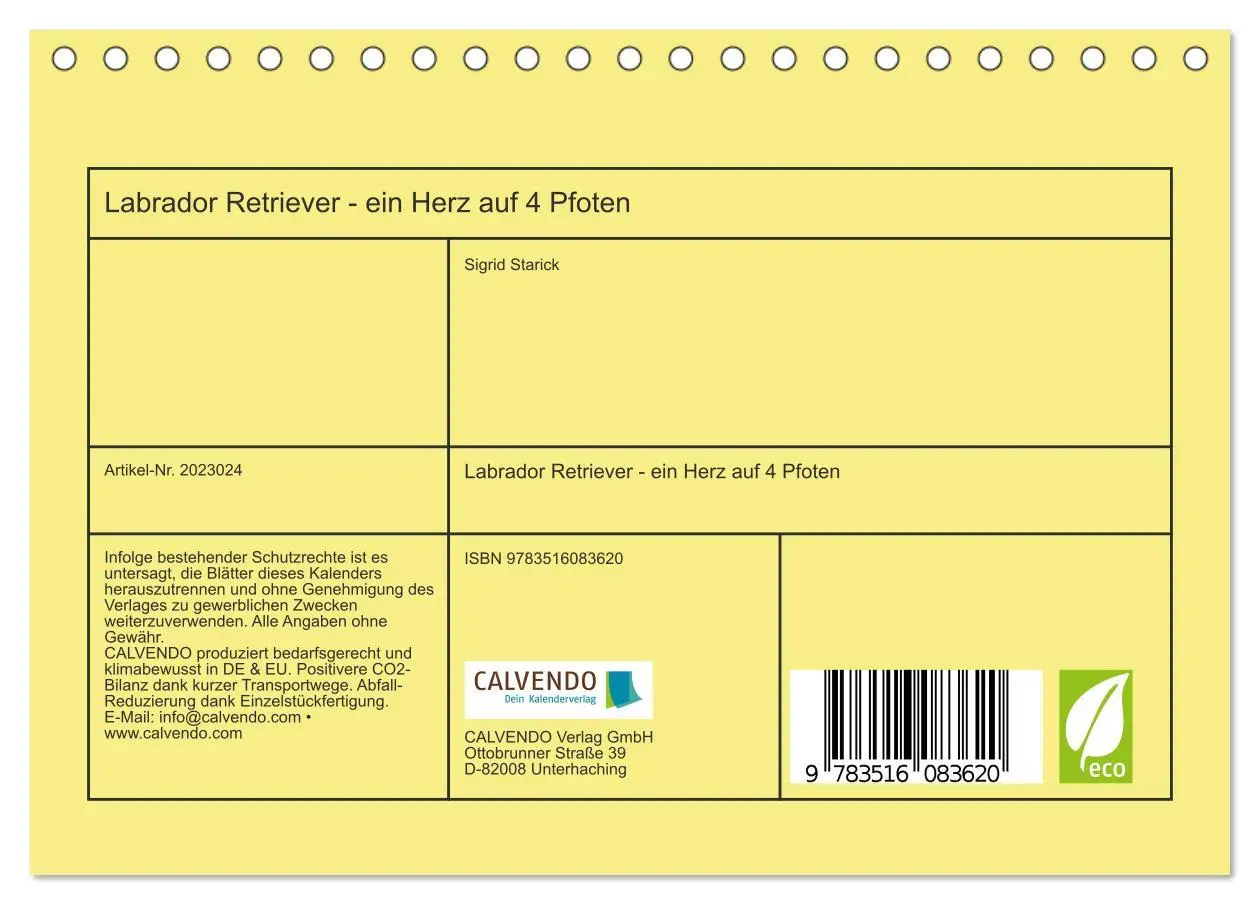 Bild: 9783516083620 | Labrador Retriever - ein Herz auf 4 Pfoten (Tischkalender 2026 DIN...