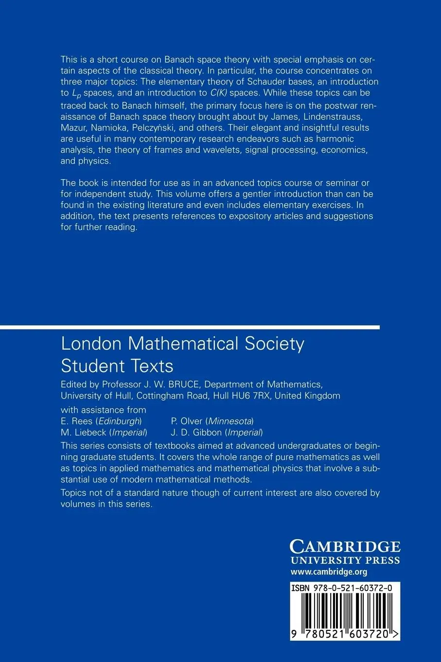 Rückseite: 9780521603720 | A Short Course on Banach Space Theory | N. L. Carothers | Taschenbuch