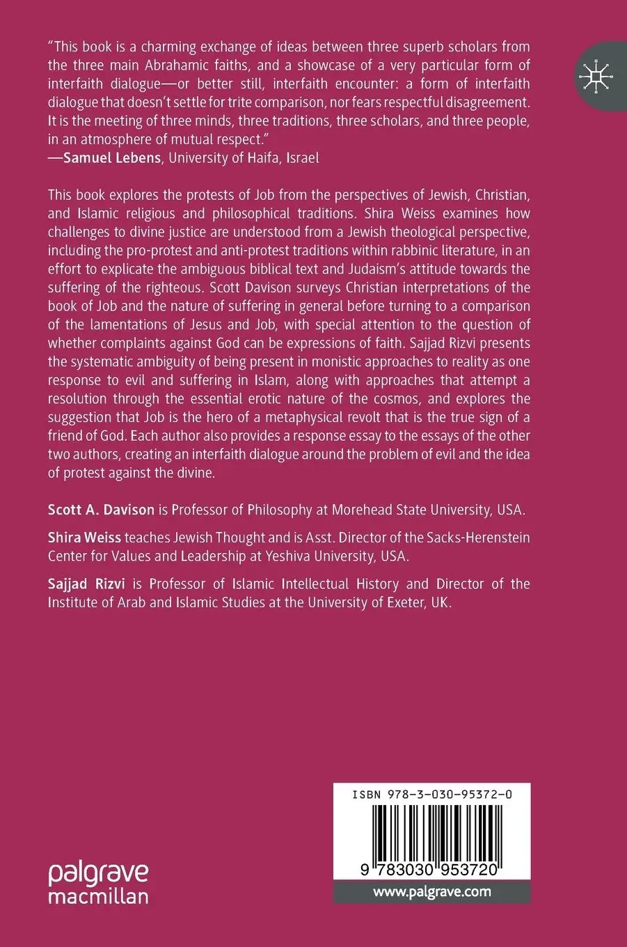 Rückseite: 9783030953720 | The Protests of Job | An Interfaith Dialogue | Davison (u. a.) | Buch