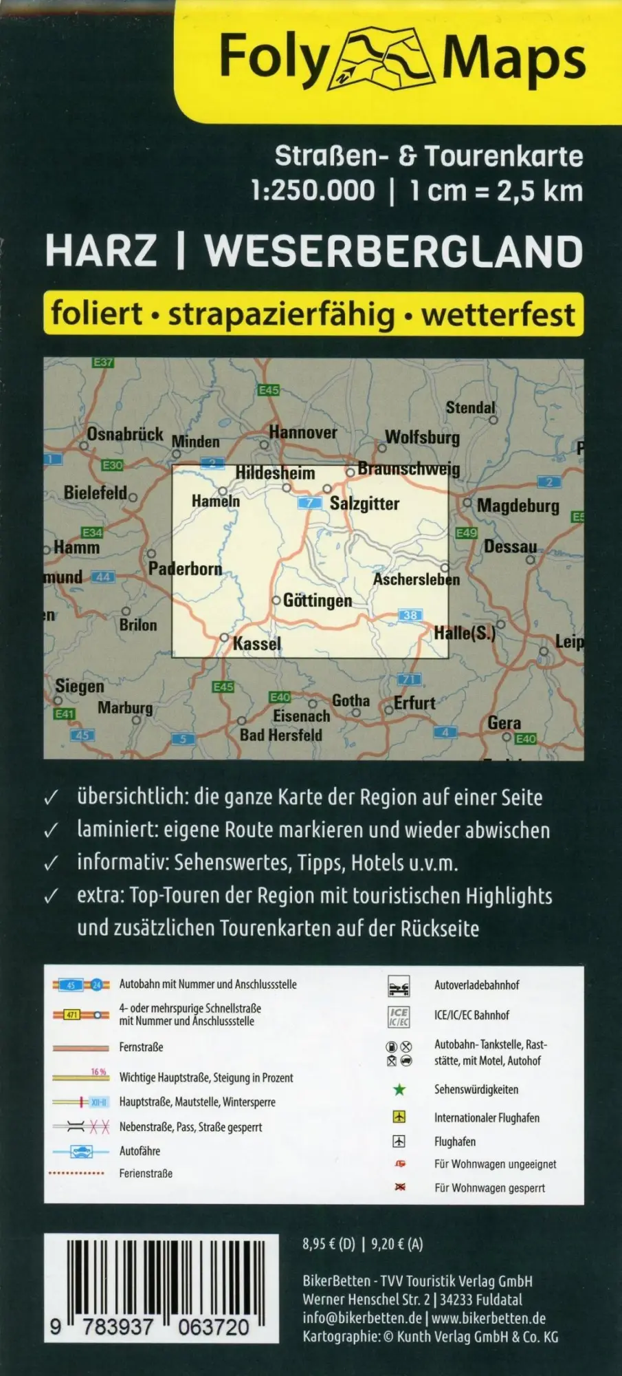 Bild: 9783937063720 | FolyMaps Harz Weserbergland 1:250 000 | Straßen- und Tourenkarte