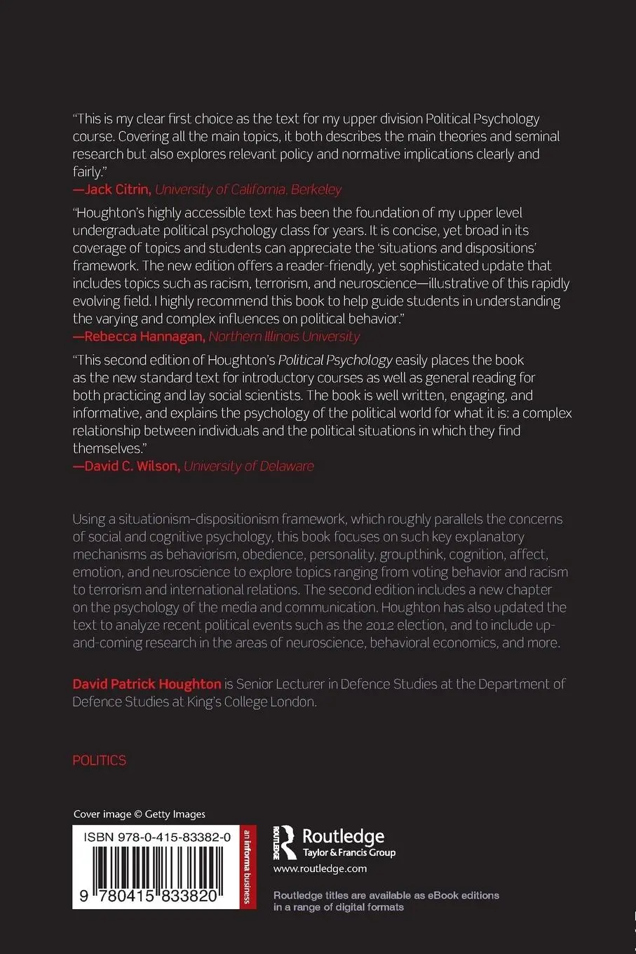 Rückseite: 9780415833820 | Political Psychology | Situations, Individuals, and Cases | Houghton