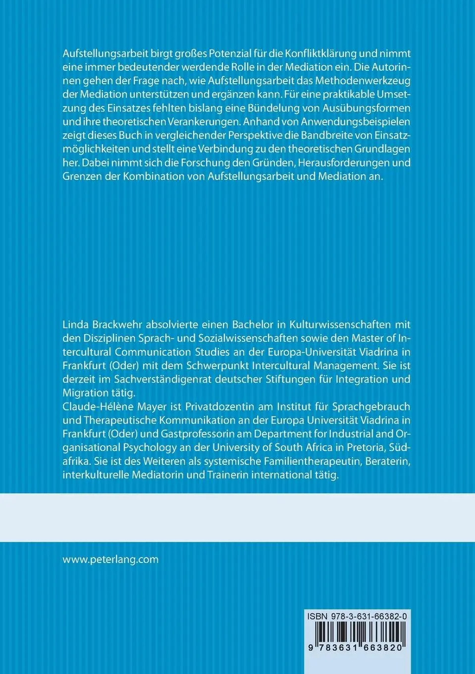 Rückseite: 9783631663820 | Der Einsatz von Aufstellungsarbeit in der Mediation | Taschenbuch