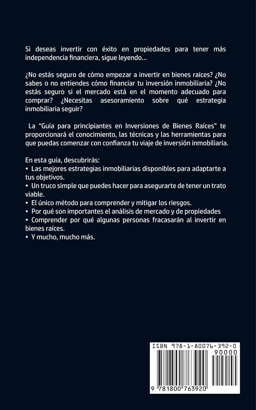 Rückseite: 9781800763920 | Guía para principiantes en Inversiones de Bienes Raíces. | Taschenbuch