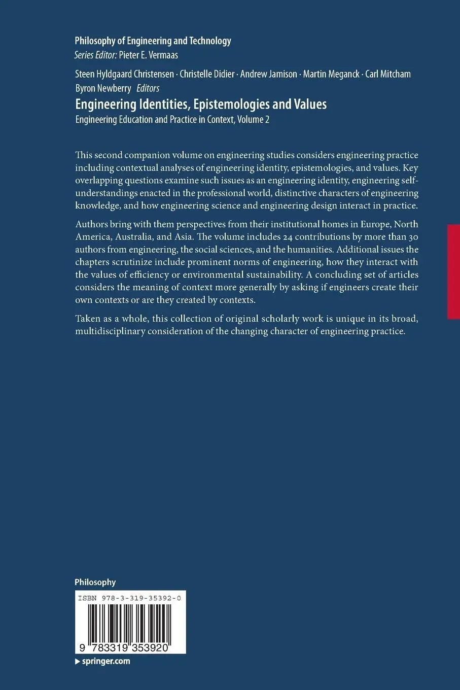Rückseite: 9783319353920 | Engineering Identities, Epistemologies and Values | Taschenbuch | 2016