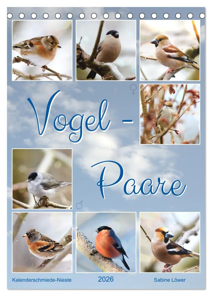 Cover: 9783516363920 | Vogel-Paare (Tischkalender 2026 DIN A5 hoch), CALVENDO Monatskalender