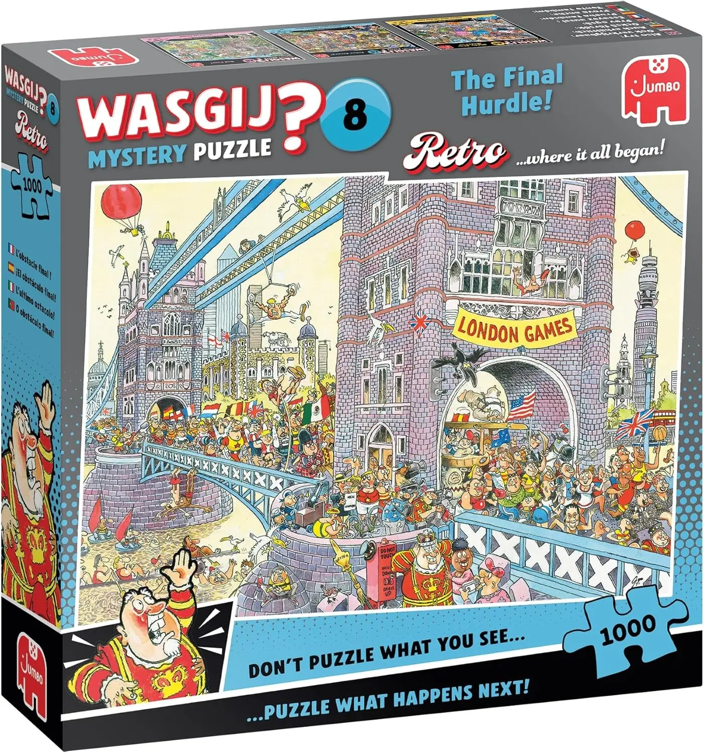 Cover: 8721017604020 | Wasgij Retro Mystery 8 - Die letzte Hürde (1000 Teile) | Puzzle | 2025