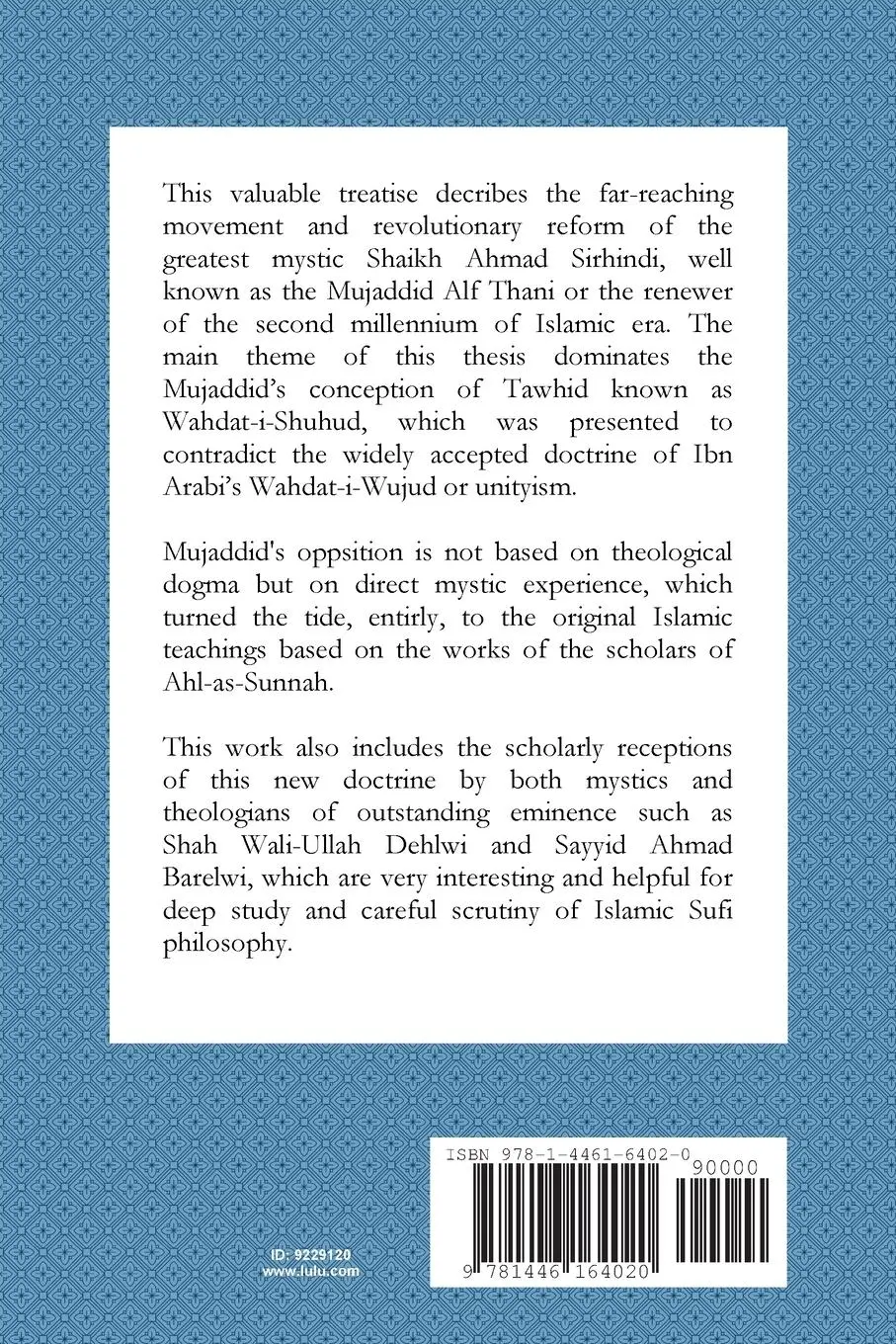 Rückseite: 9781446164020 | The Mujaddid's Conception of Tawhid | Burhan Ahmad Faruqi | Buch