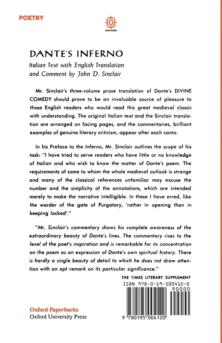 Rückseite: 9780195004120 | The Divine Comedy | Volume 1: Inferno | Dante Alighieri (u. a.) | Buch