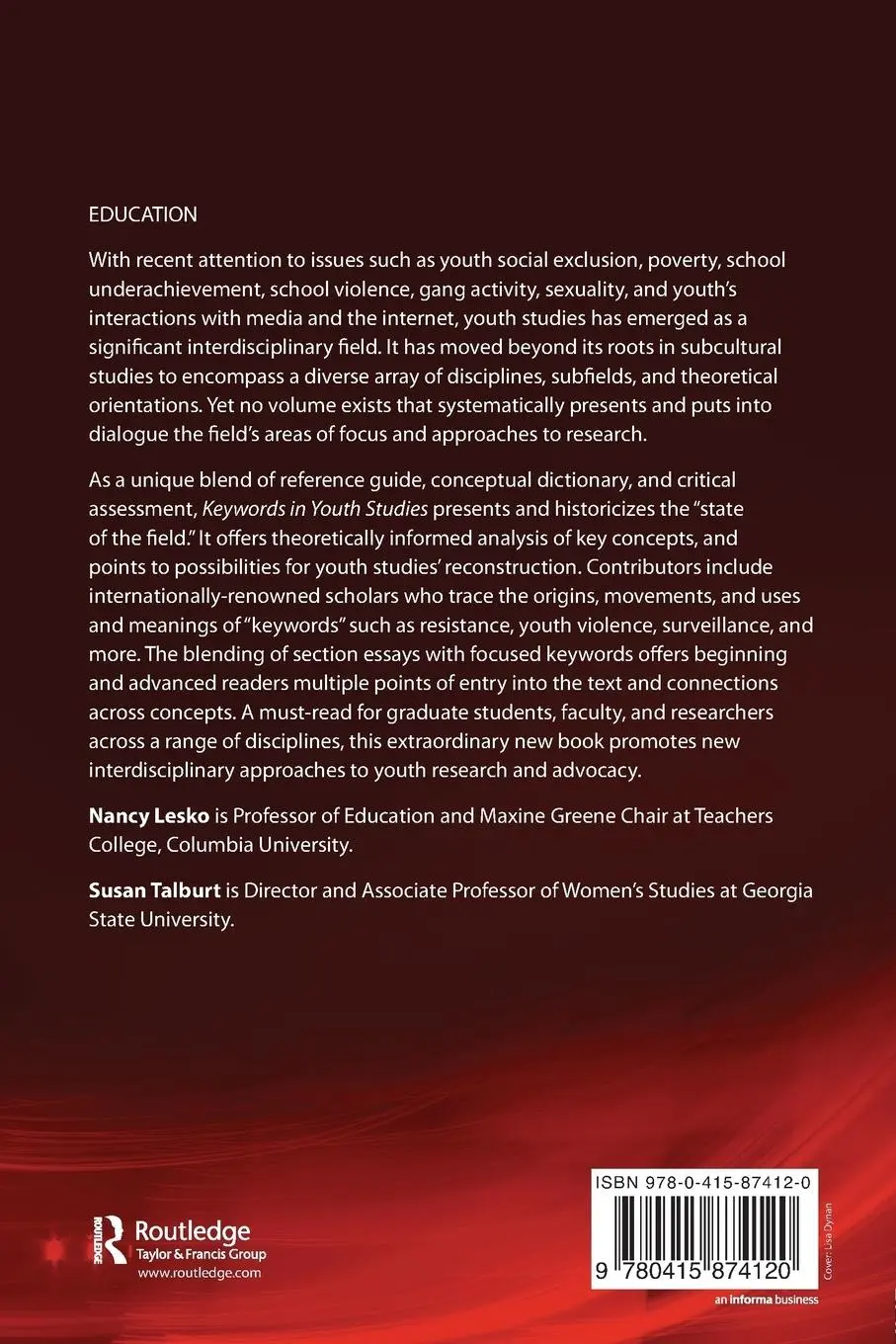 Rückseite: 9780415874120 | Keywords in Youth Studies | Tracing Affects, Movements, Knowledges