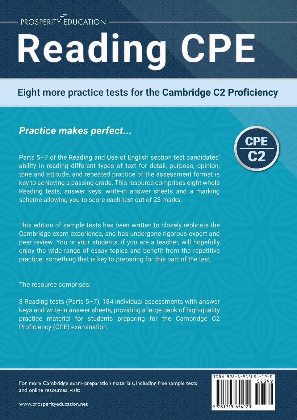 Rückseite: 9781915654120 | Reading CPE | Prosperity Education | Taschenbuch | Englisch | 2023