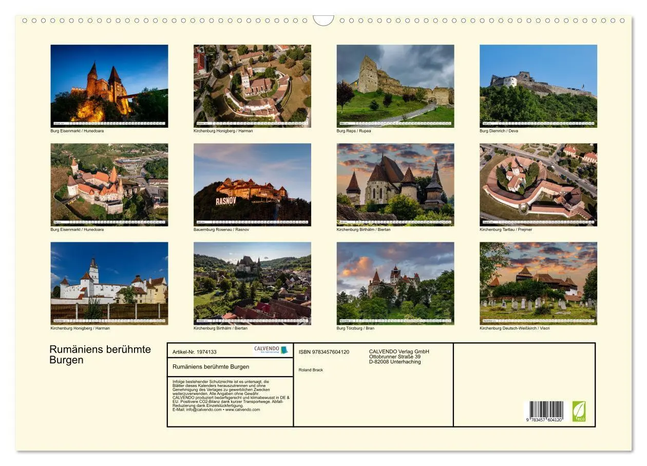 Bild: 9783457604120 | Rumäniens berühmte Burgen (Wandkalender 2026 DIN A2 quer), CALVENDO...