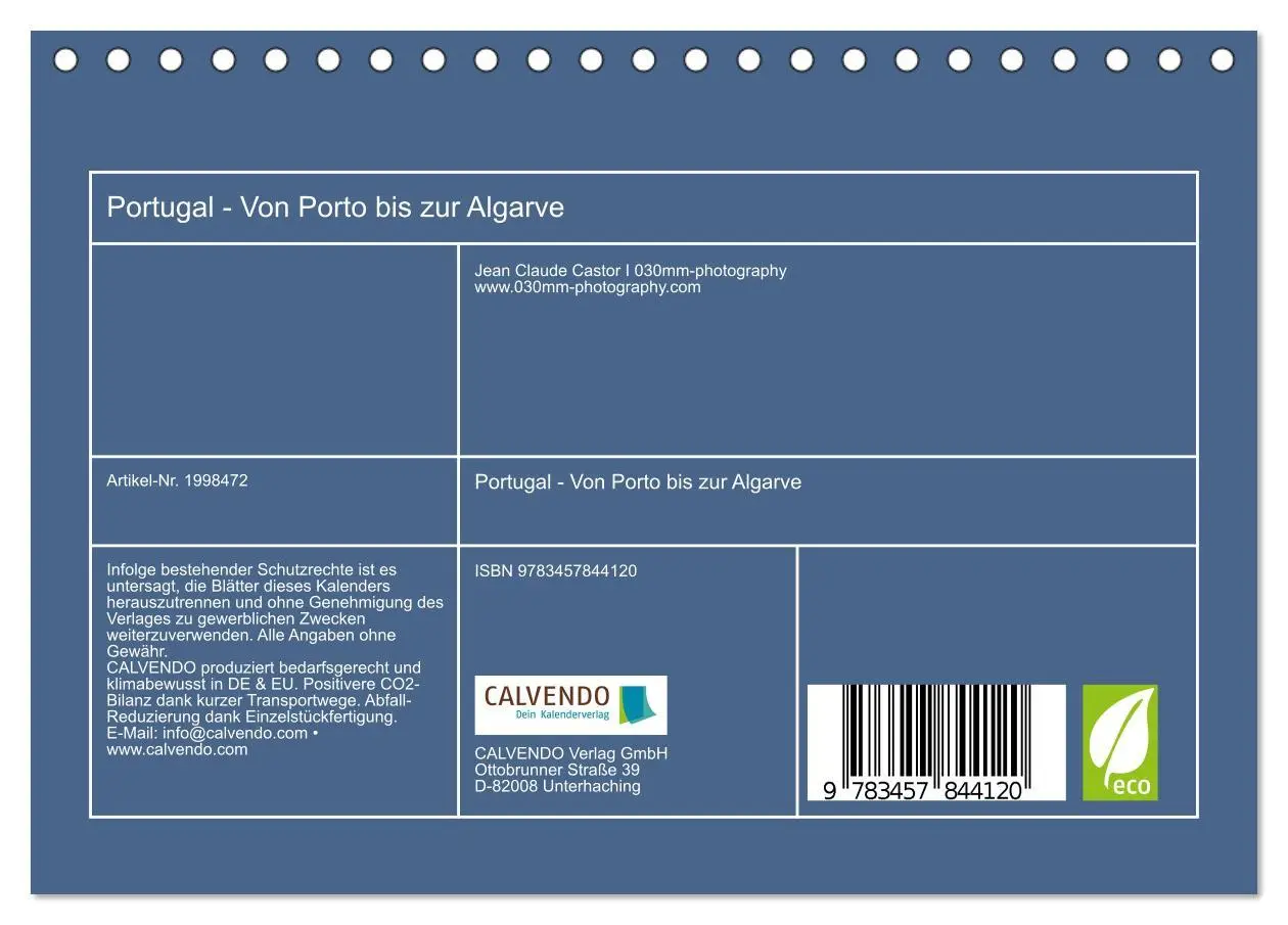 Bild: 9783457844120 | Portugal - Von Porto bis zur Algarve (Tischkalender 2026 DIN A5...
