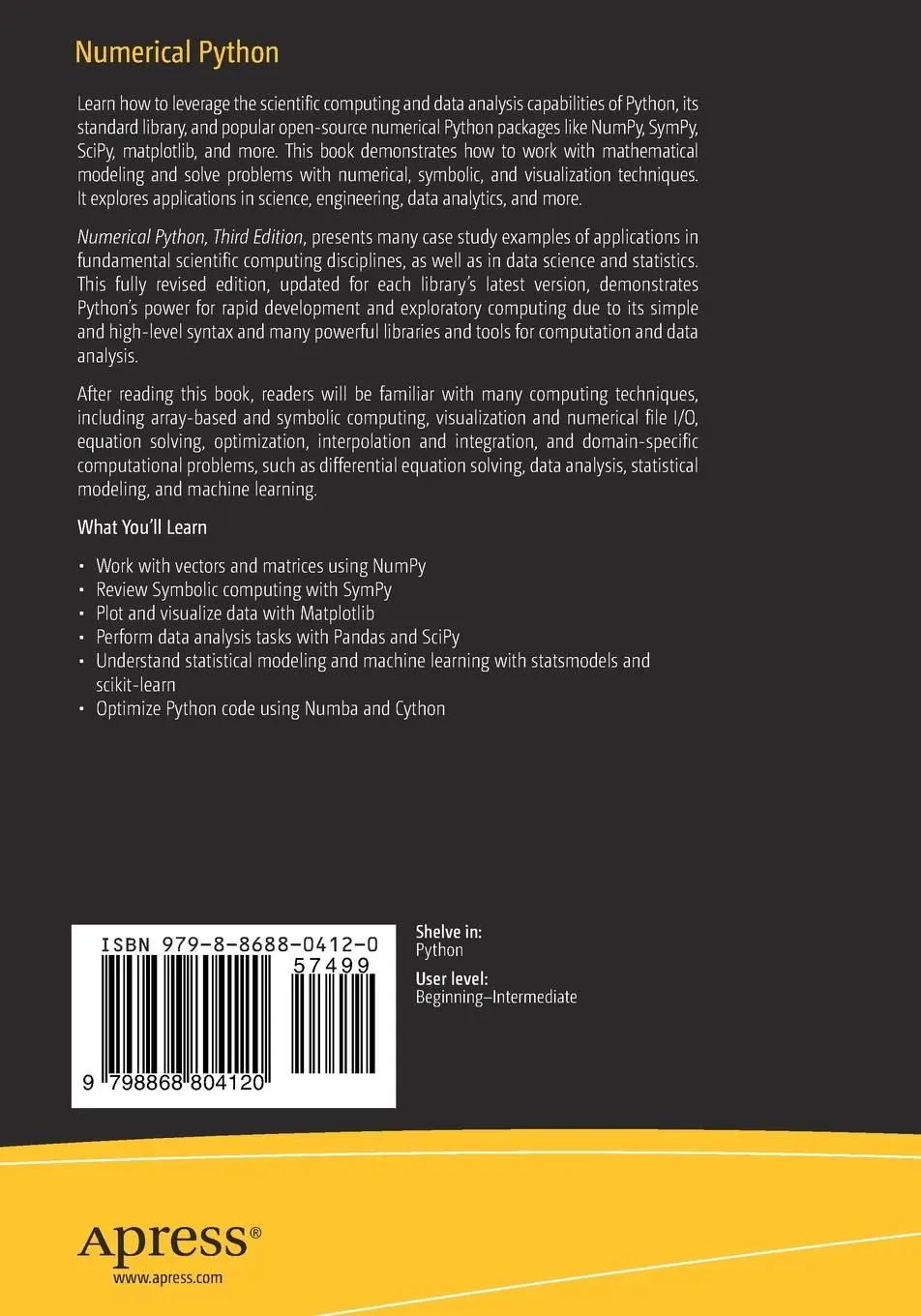 Rückseite: 9798868804120 | Numerical Python | Robert Johansson | Taschenbuch | xx | Englisch