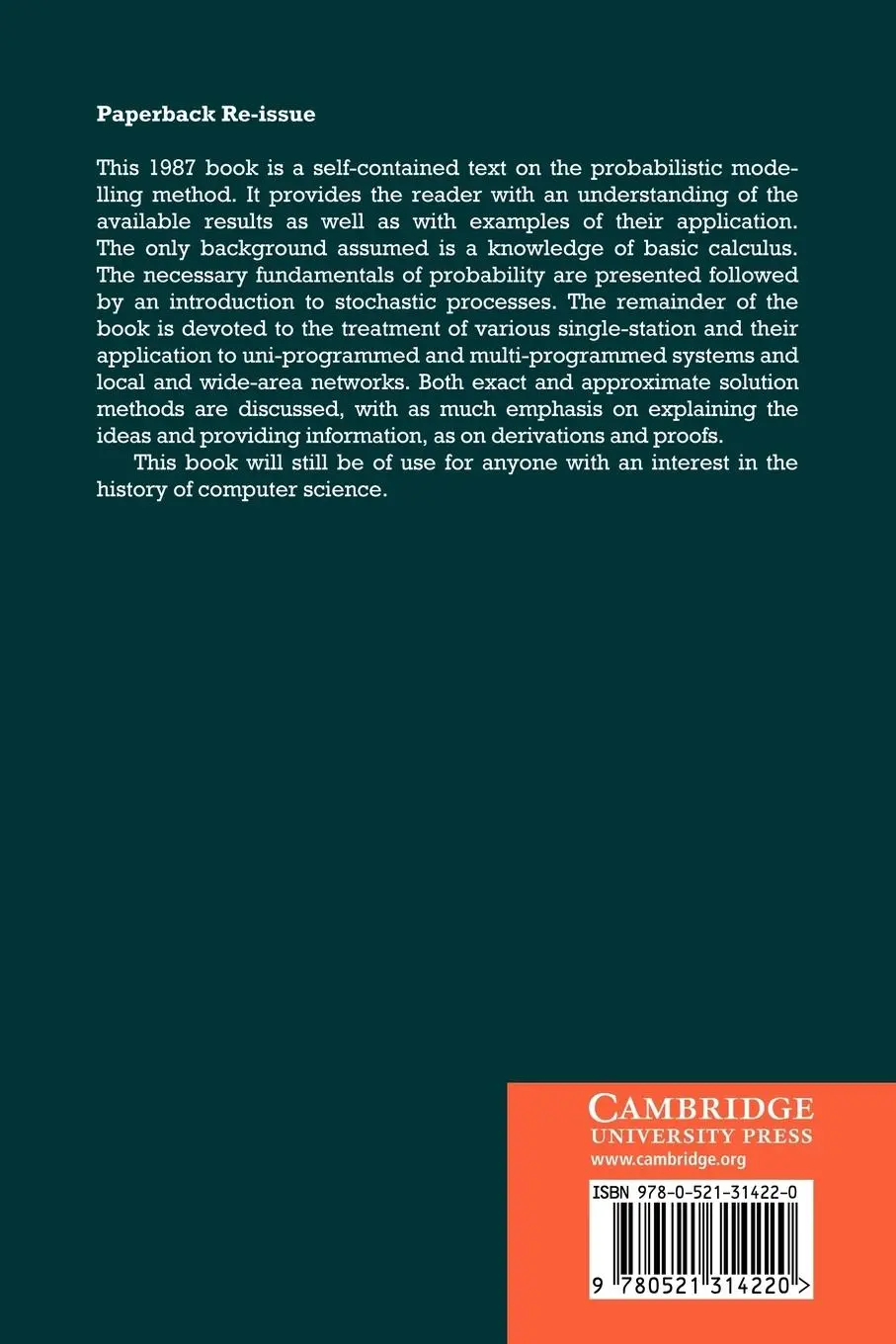 Rückseite: 9780521314220 | Modelling of Computer and Communication Systems | I. Mitrani (u. a.)