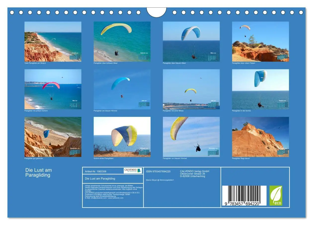 Bild: 9783457694220 | Die Lust am Paragliding (Wandkalender 2026 DIN A4 quer), CALVENDO...