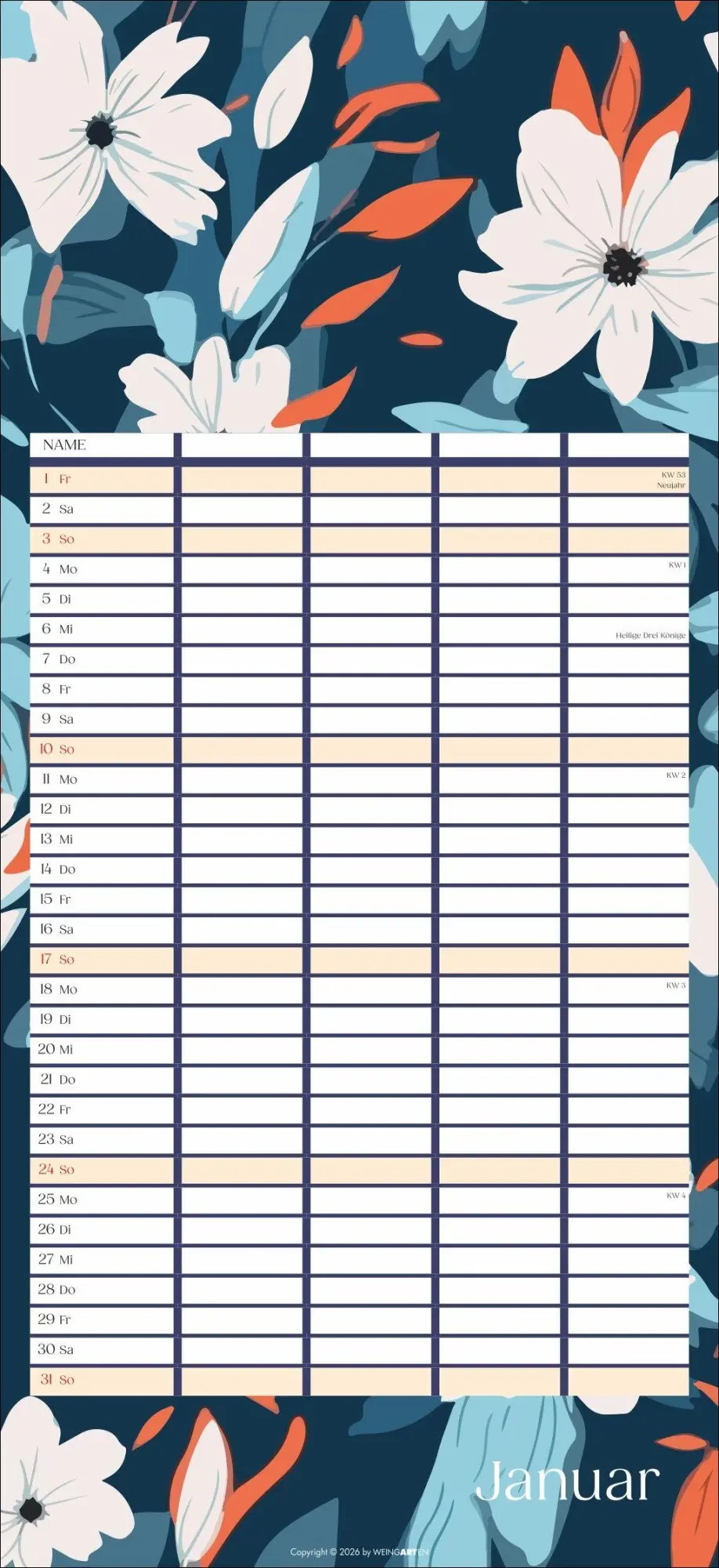 Bild: 9783839904220 | Floral total Familienplaner 2027 | Kalender | Spiralbindung | 15 S.