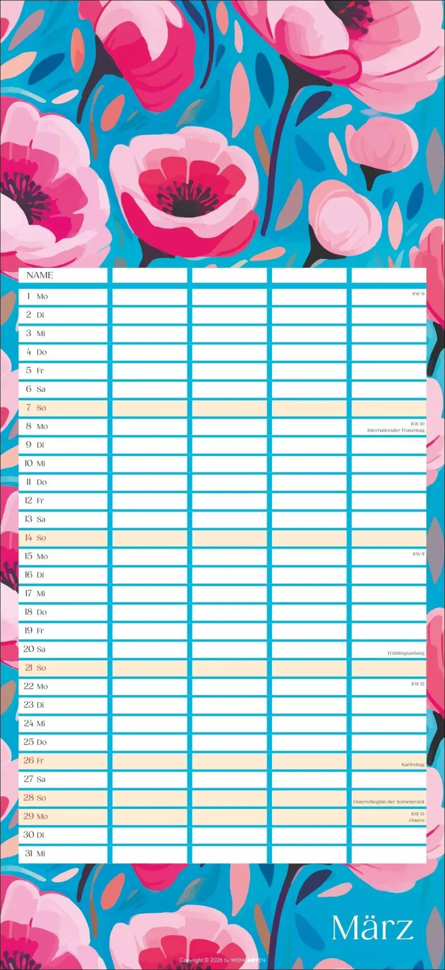 Bild: 9783839904220 | Floral total Familienplaner 2027 | Kalender | Spiralbindung | 15 S.