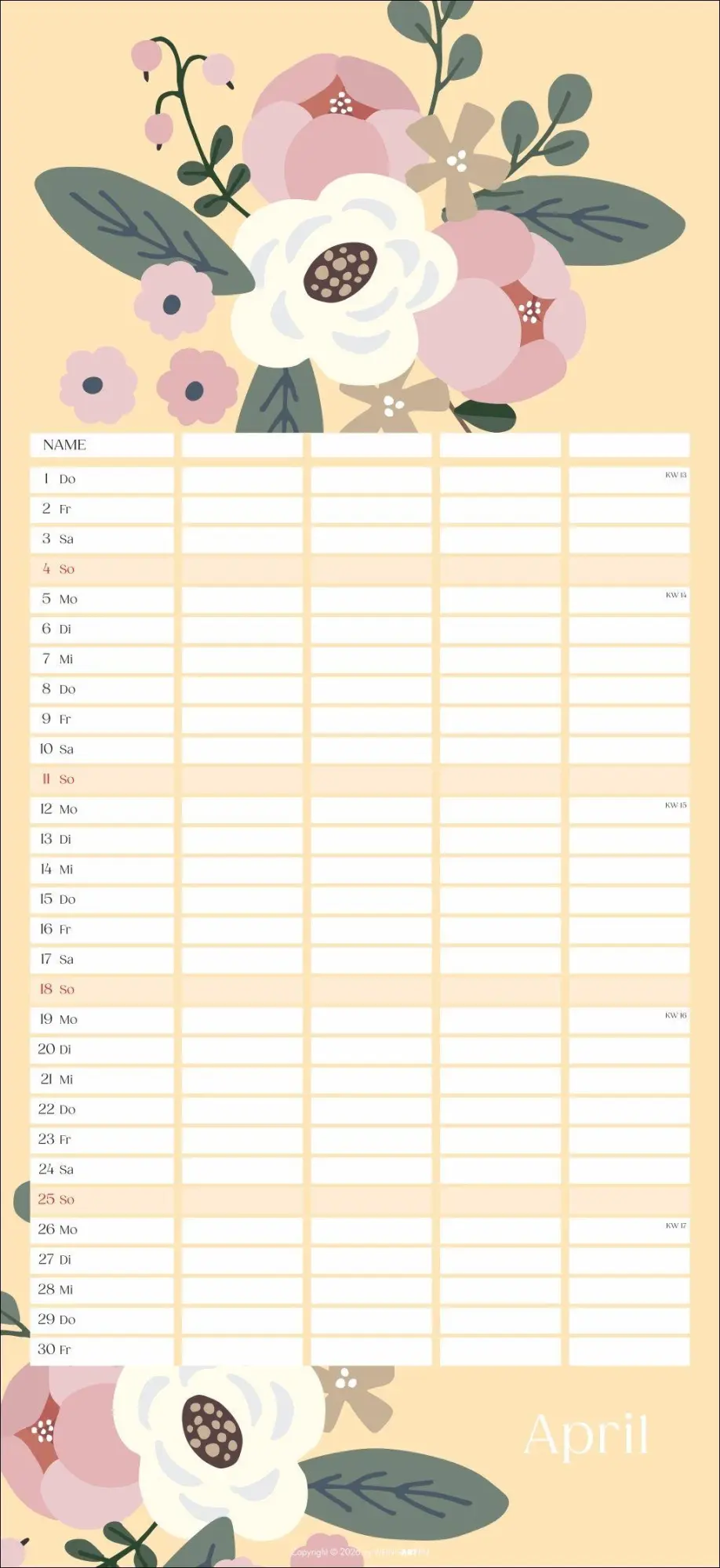 Bild: 9783839904220 | Floral total Familienplaner 2027 | Kalender | Spiralbindung | 15 S.