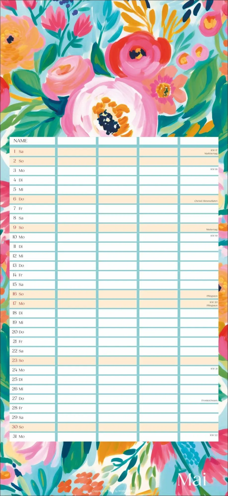 Bild: 9783839904220 | Floral total Familienplaner 2027 | Kalender | Spiralbindung | 15 S.