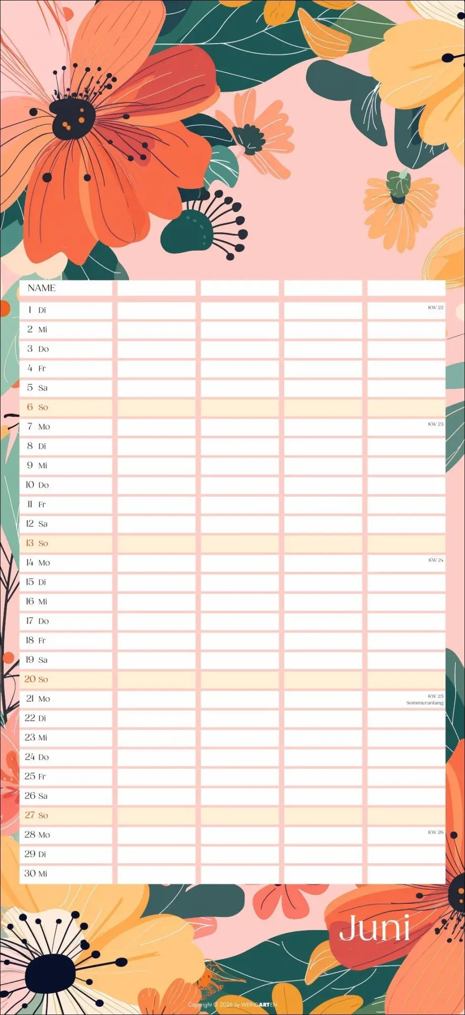 Bild: 9783839904220 | Floral total Familienplaner 2027 | Kalender | Spiralbindung | 15 S.