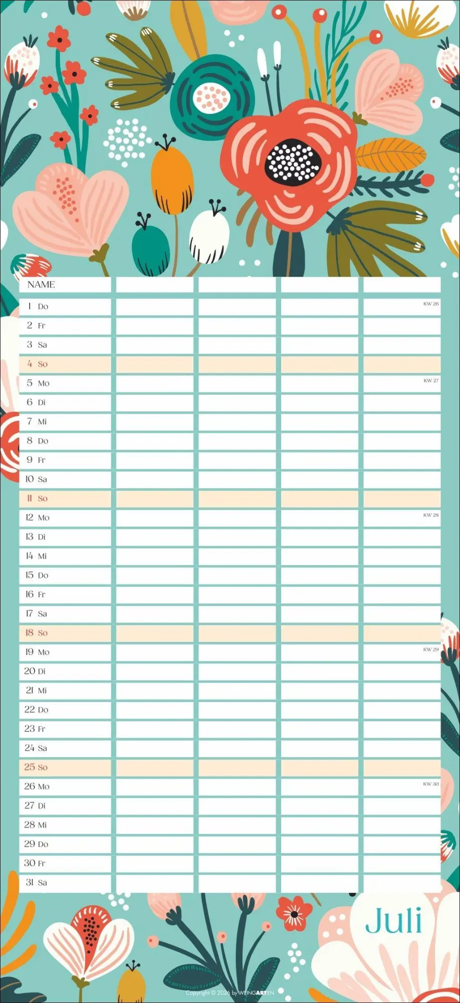 Bild: 9783839904220 | Floral total Familienplaner 2027 | Kalender | Spiralbindung | 15 S.