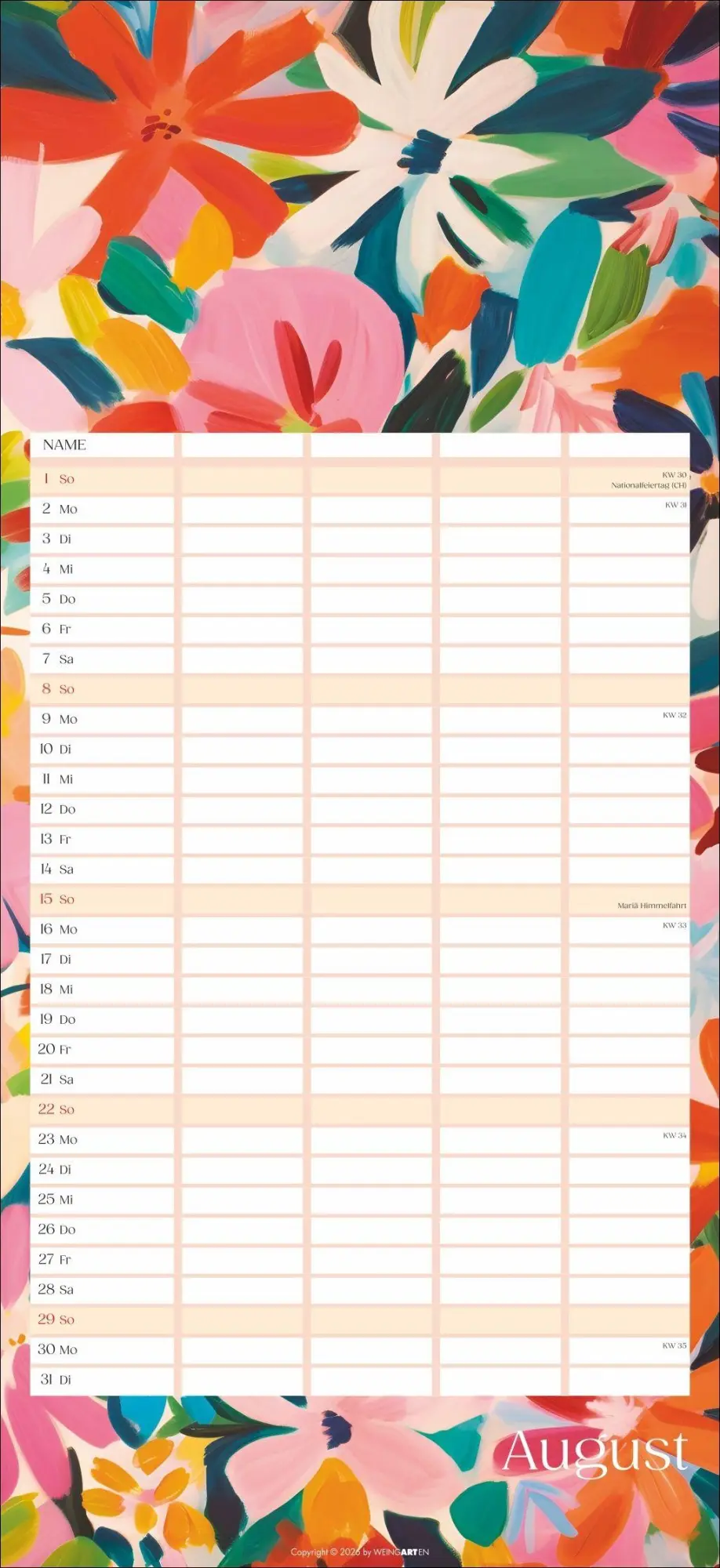 Bild: 9783839904220 | Floral total Familienplaner 2027 | Kalender | Spiralbindung | 15 S.