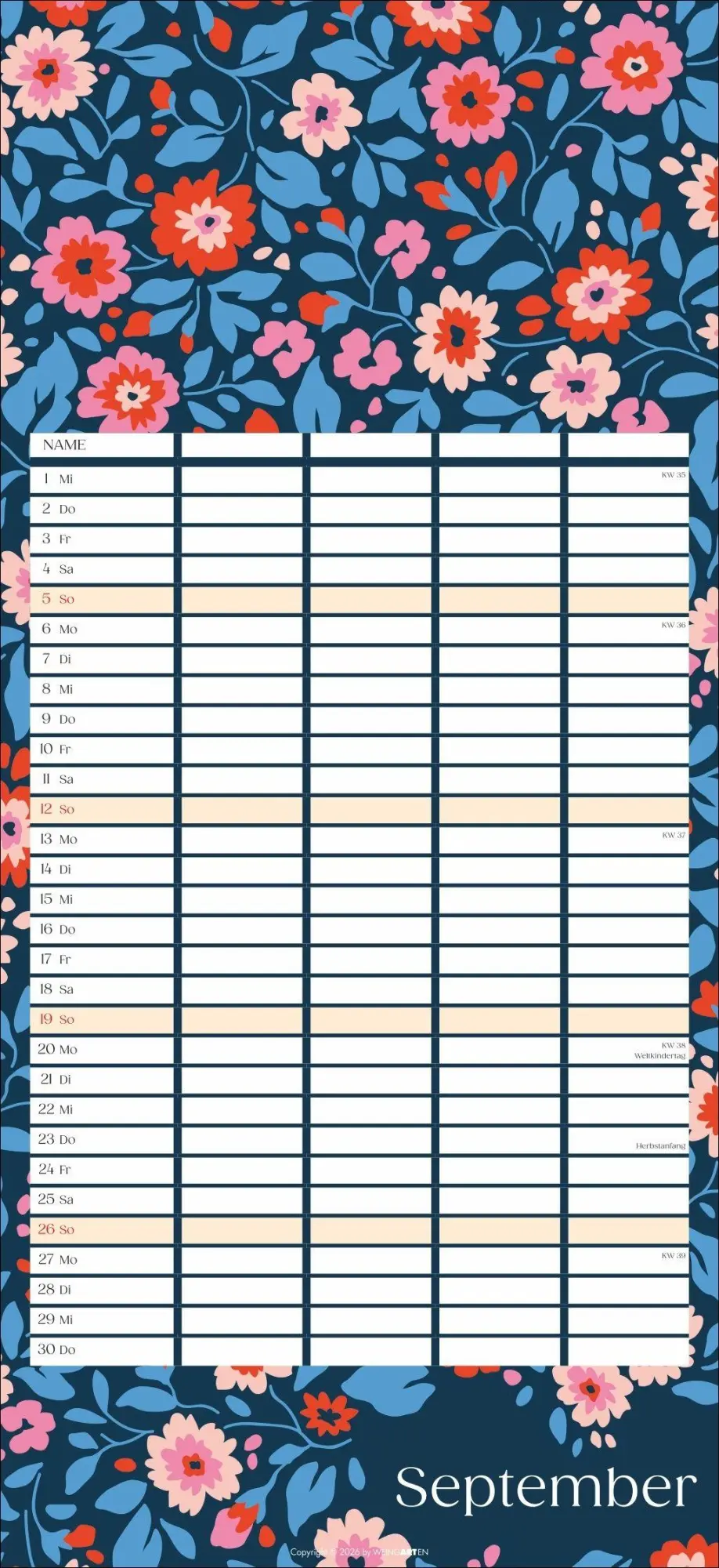 Bild: 9783839904220 | Floral total Familienplaner 2027 | Kalender | Spiralbindung | 15 S.