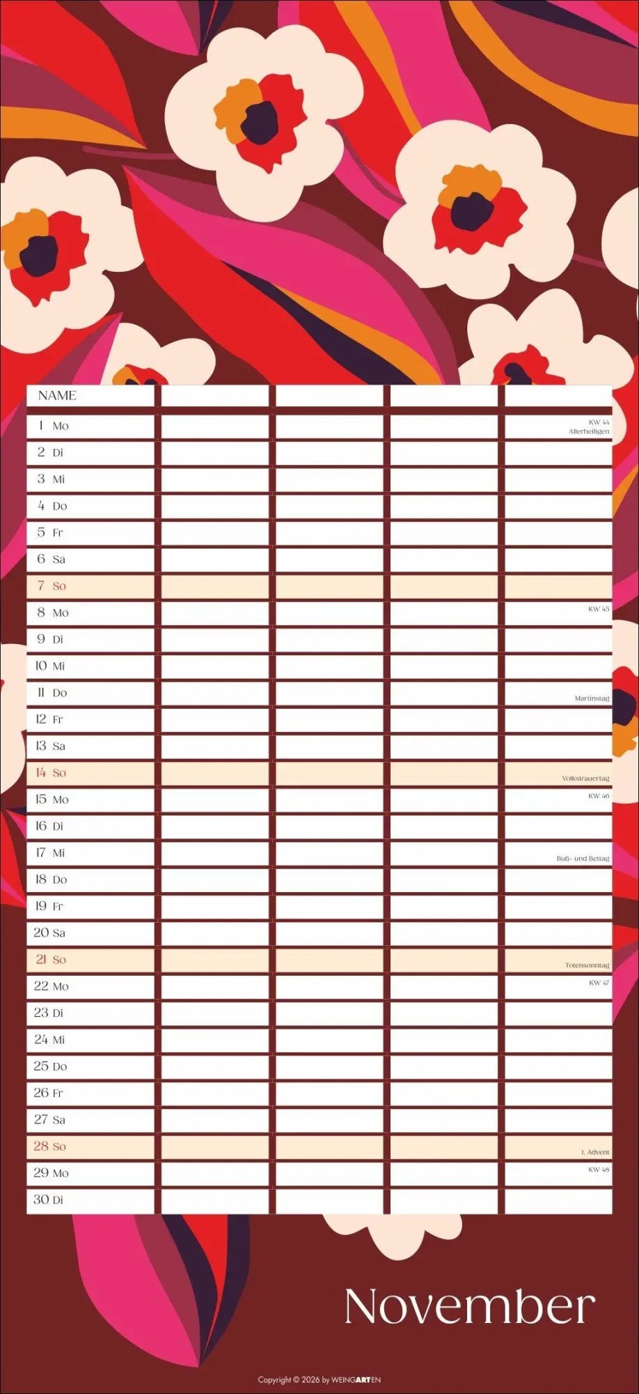 Bild: 9783839904220 | Floral total Familienplaner 2027 | Kalender | Spiralbindung | 15 S.