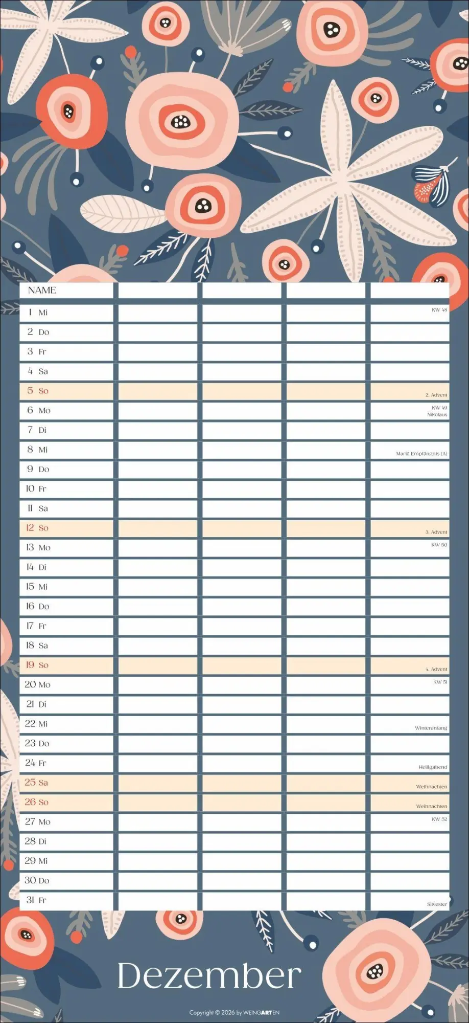 Bild: 9783839904220 | Floral total Familienplaner 2027 | Kalender | Spiralbindung | 15 S.