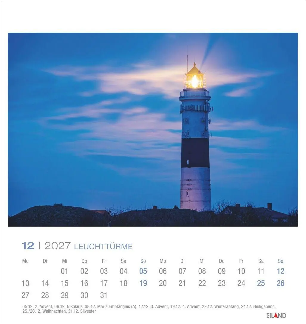 Bild: 9783964024220 | Leuchttürme Postkartenkalender 2027 - Leuchten des Nordens | Eiland
