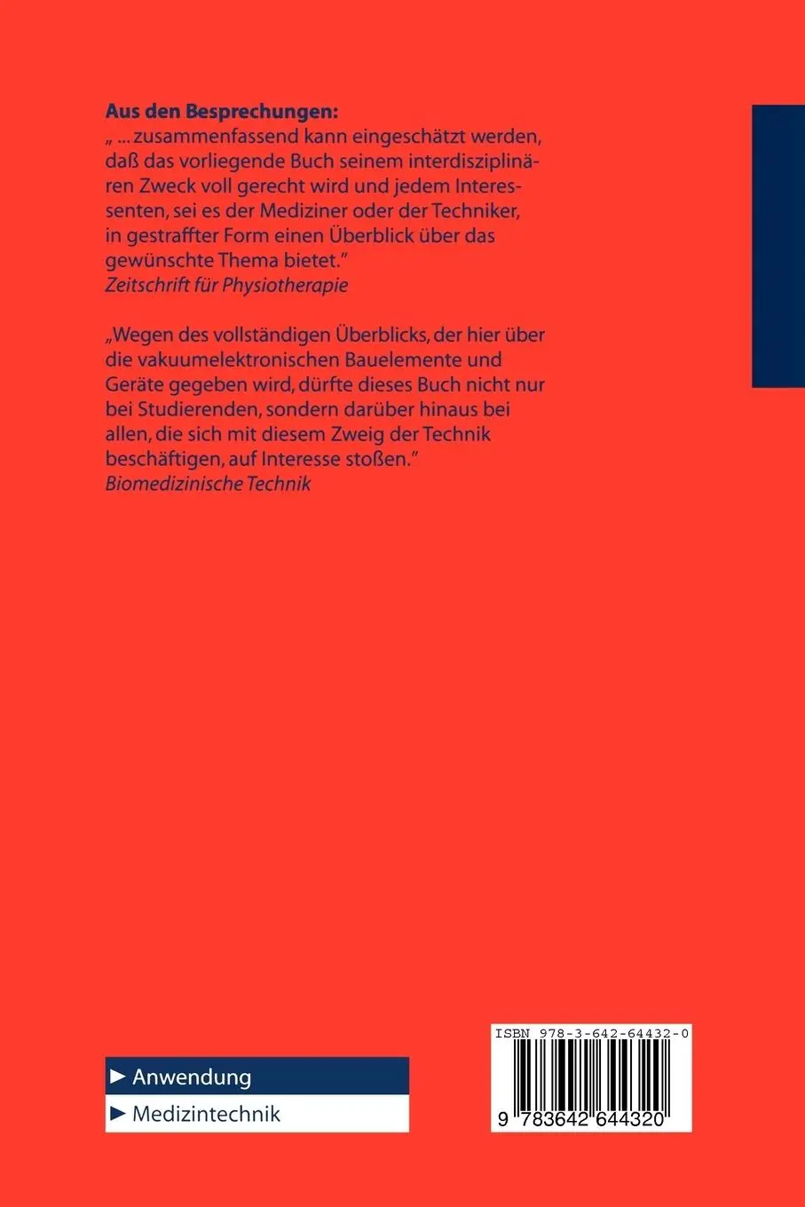 Rückseite: 9783642644320 | Medizinische Elektronik | Eine Einführung | Josef Eichmeier | Buch | x