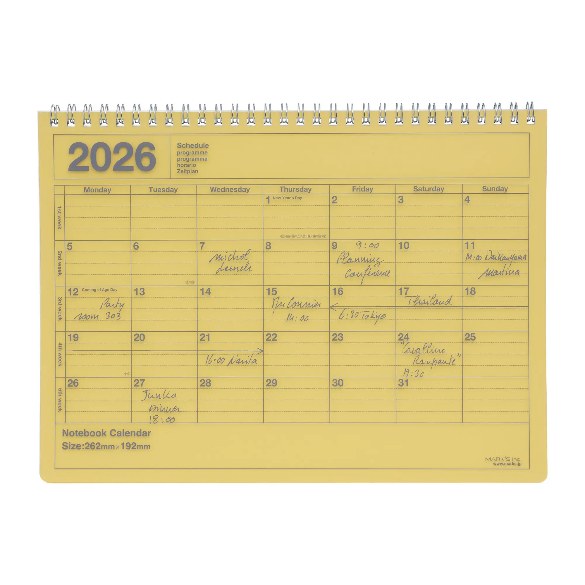Cover: 4550045144420 | MARK'S 2026 Tischkalender, M // Yellow | MARK'S Inc. | Kalender | 2026