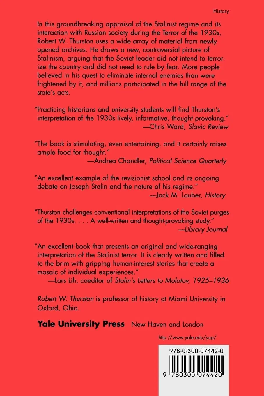 Rückseite: 9780300074420 | Life and Terror in Stalins Russia, 1934-1941 | Robert W. Thurston