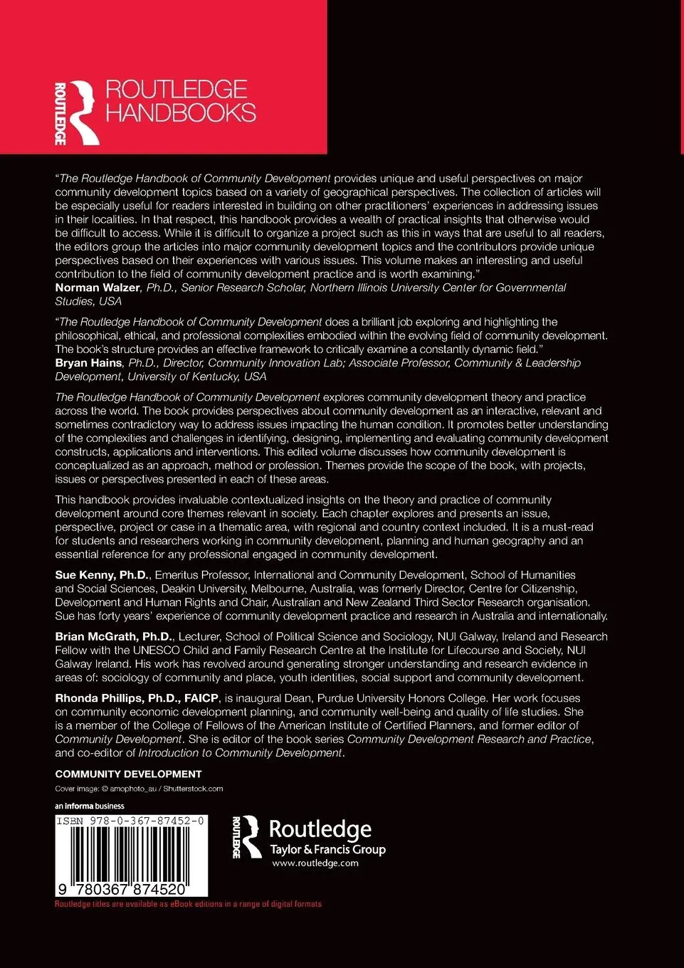 Rückseite: 9780367874520 | The Routledge Handbook of Community Development | Sue Kenny (u. a.)