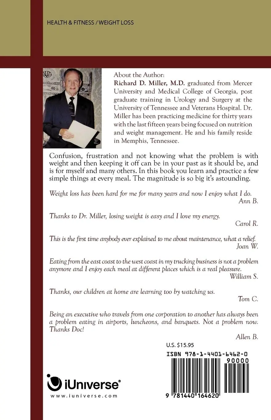 Rückseite: 9781440164620 | MILLER'S DIET TIME IS HERE FOR WEIGHT LOSS &amp; HEALTH | D. | Taschenbuch
