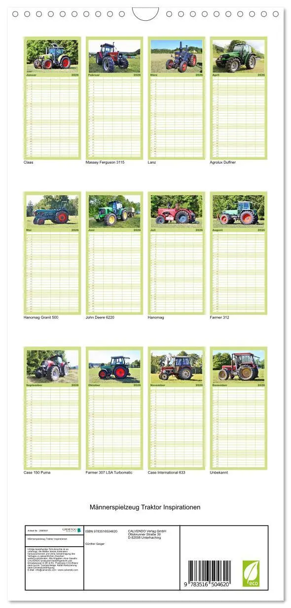 Bild: 9783516504620 | Familienplaner 2026 - Männerspielzeug Traktor Inspirationen mit 5...