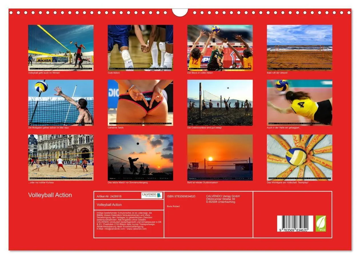 Bild: 9783569834620 | Volleyball Action (Wandkalender 2027 DIN A3 quer), CALVENDO...