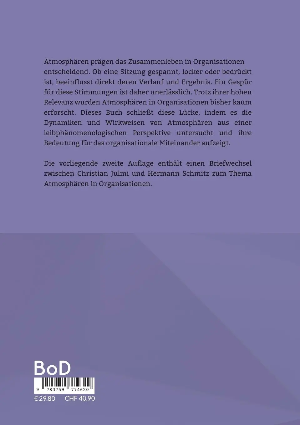 Rückseite: 9783759774620 | Atmosphären in Organisationen | Christian Julmi | Taschenbuch | 372 S.