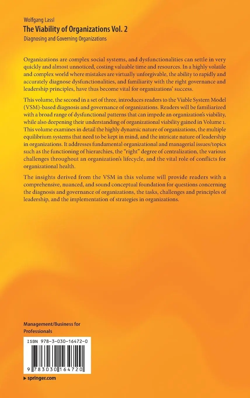 Rückseite: 9783030164720 | The Viability of Organizations Vol. 2 | Wolfgang Lassl | Buch | xxi