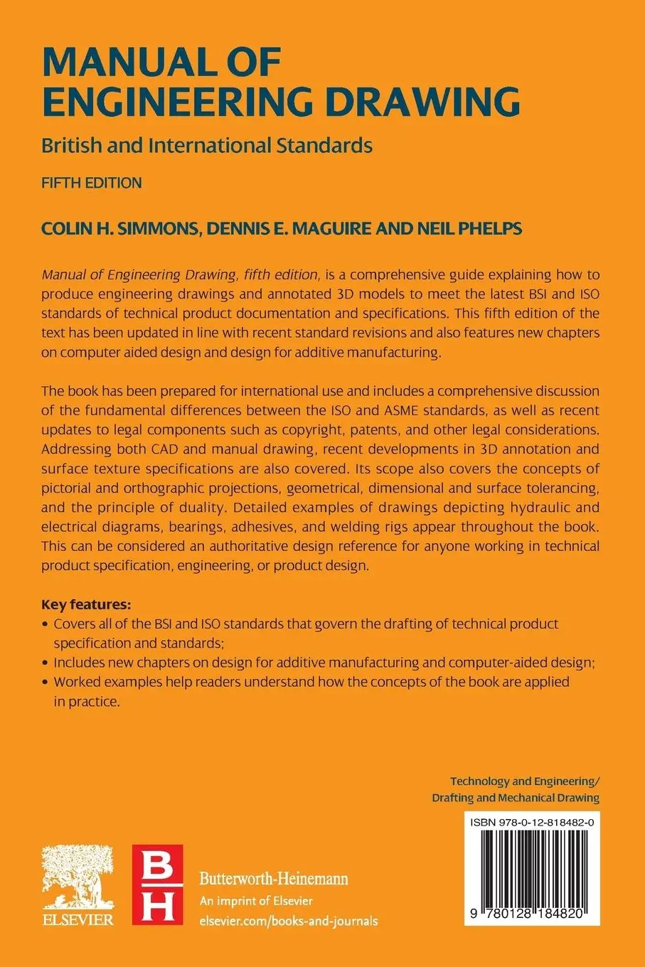 Rückseite: 9780128184820 | Manual of Engineering Drawing | British and International Standards