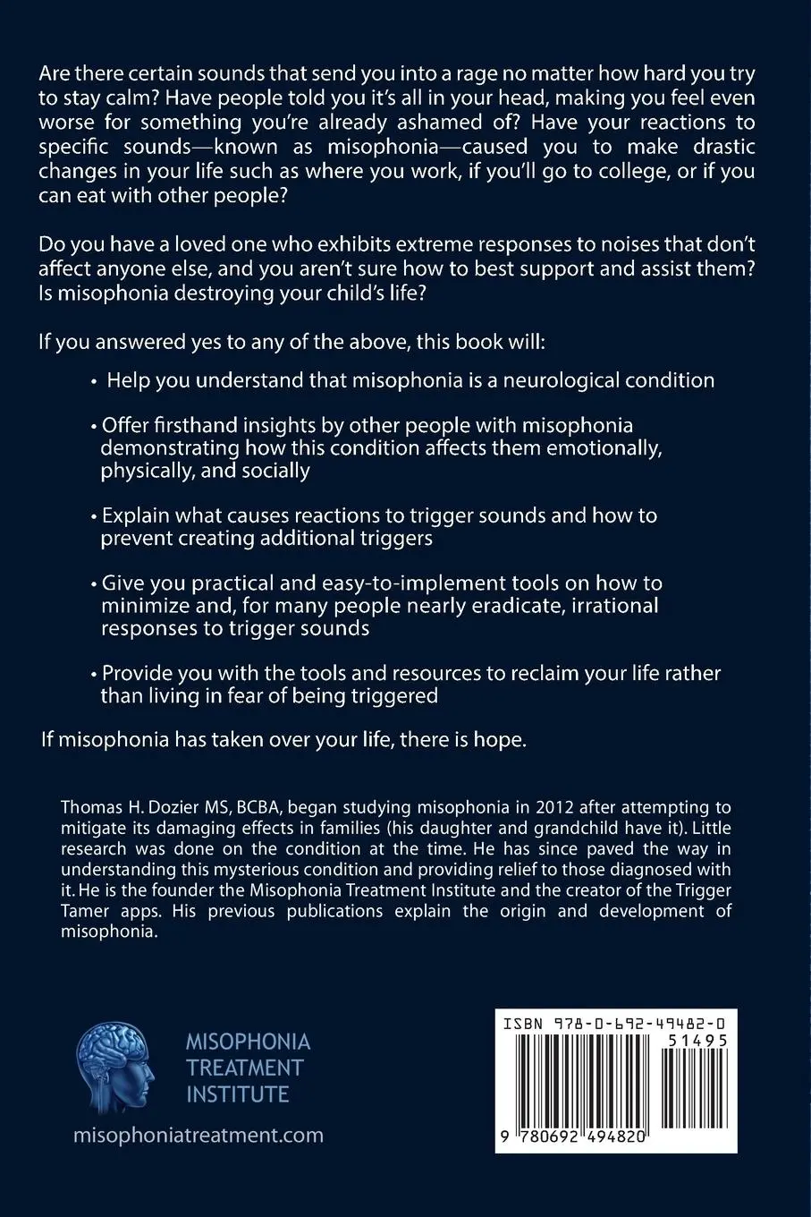 Rückseite: 9780692494820 | Understanding and Overcoming Misophonia | Thomas H Dozier | Buch