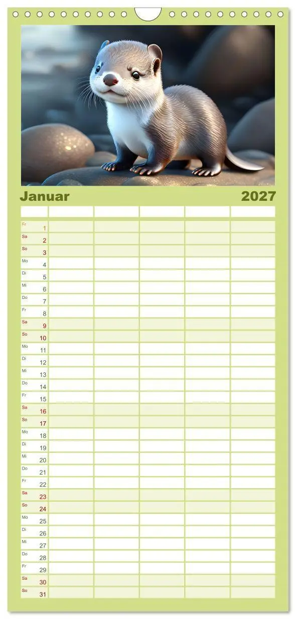 Bild: 9783594324820 | Familienplaner 2027 - Niedliche Fischotter begleiten dich durch das...
