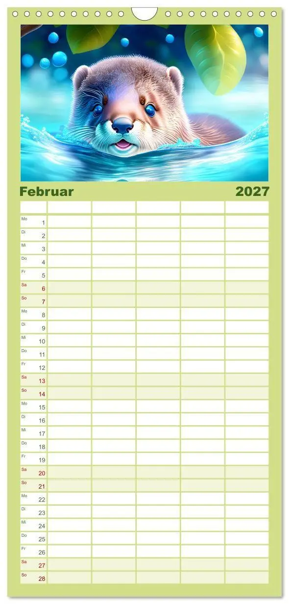 Bild: 9783594324820 | Familienplaner 2027 - Niedliche Fischotter begleiten dich durch das...