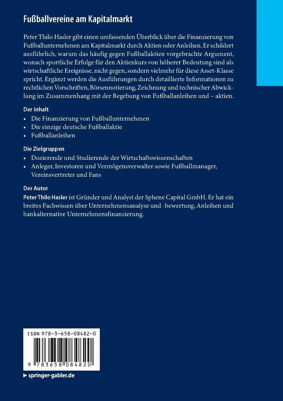 Rückseite: 9783658084820 | Fußballvereine am Kapitalmarkt | Peter Thilo Hasler | Taschenbuch