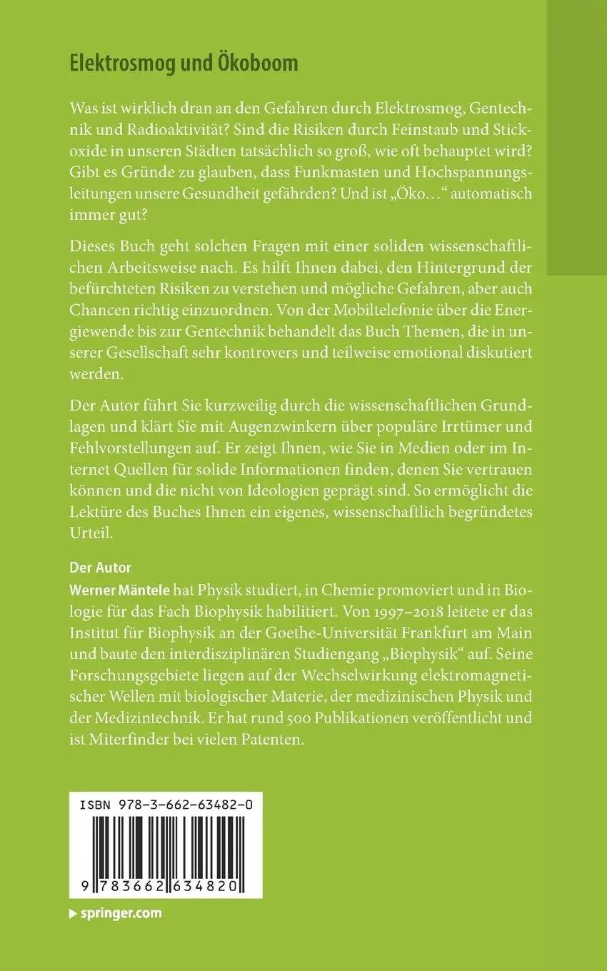 Rückseite: 9783662634820 | Elektrosmog und Ökoboom | Werner Mäntele | Taschenbuch | xiv | Deutsch