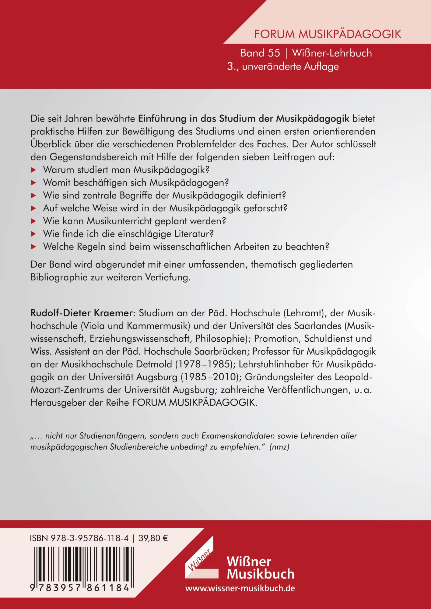 Rückseite: 9783990944820 | Musikpädagogik - Einführung in das Studium | Rudolf-Dieter Kraemer
