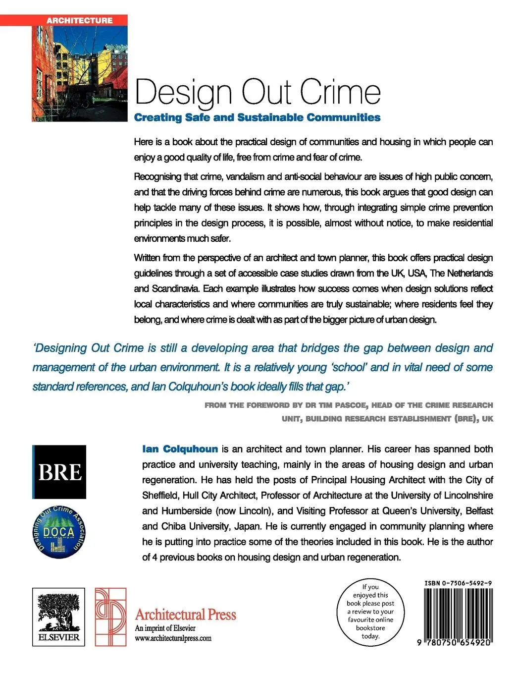 Rückseite: 9780750654920 | Design Out Crime | Ian Colquhoun | Taschenbuch | Englisch | 2003